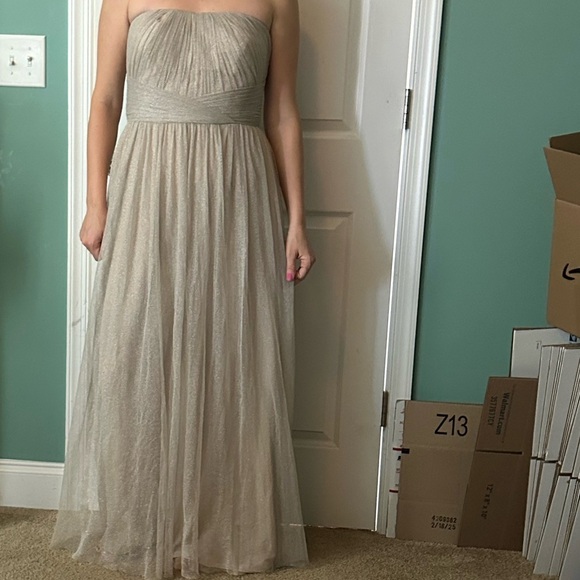 Ralph Lauren Evening Strapless Formal Gown gold shimmer tulle strapless size 6 - Picture 1 of 11